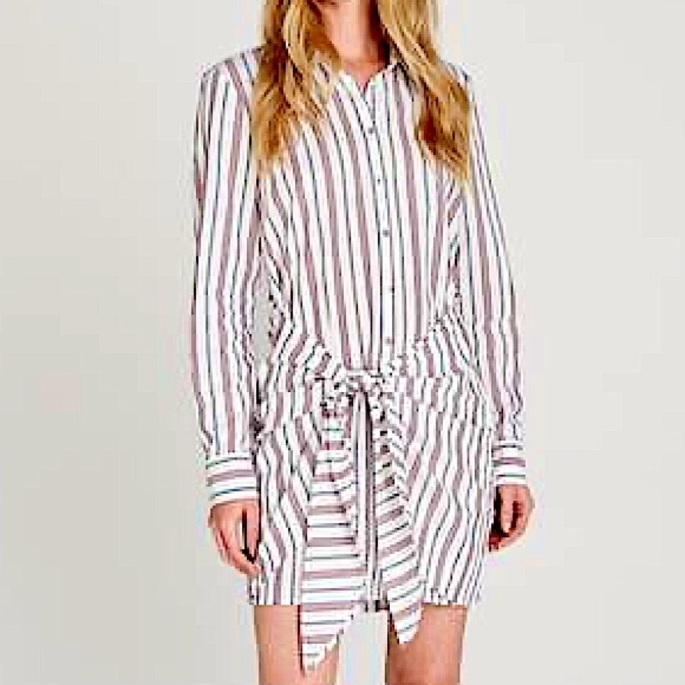 [Apricot] Creme striped knot front dress - S BNWT